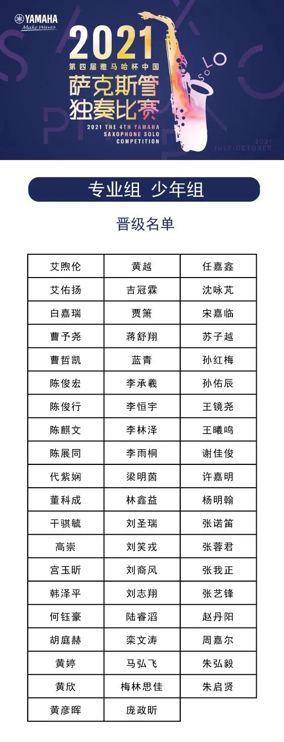 第四届“八大胜杯”（中国）萨克斯管独奏比赛——决赛名单公布，决赛报名通道开启！